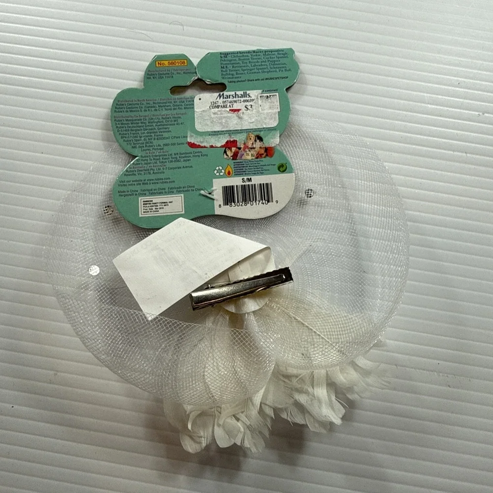 Formal Hat White Flapper Fancy Dress Up Halloween Dog Cat Pet Costume S/M